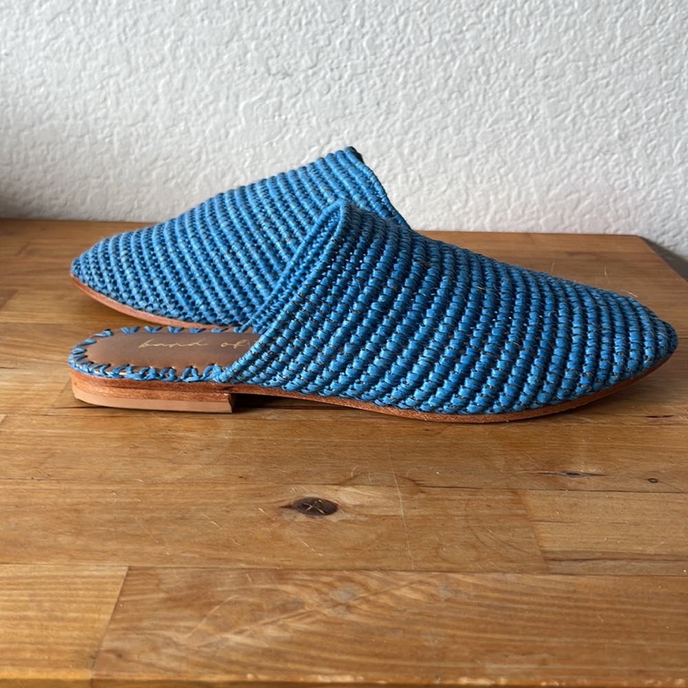 SKATE DUSTY BLUE RAFFIA MULE size 7